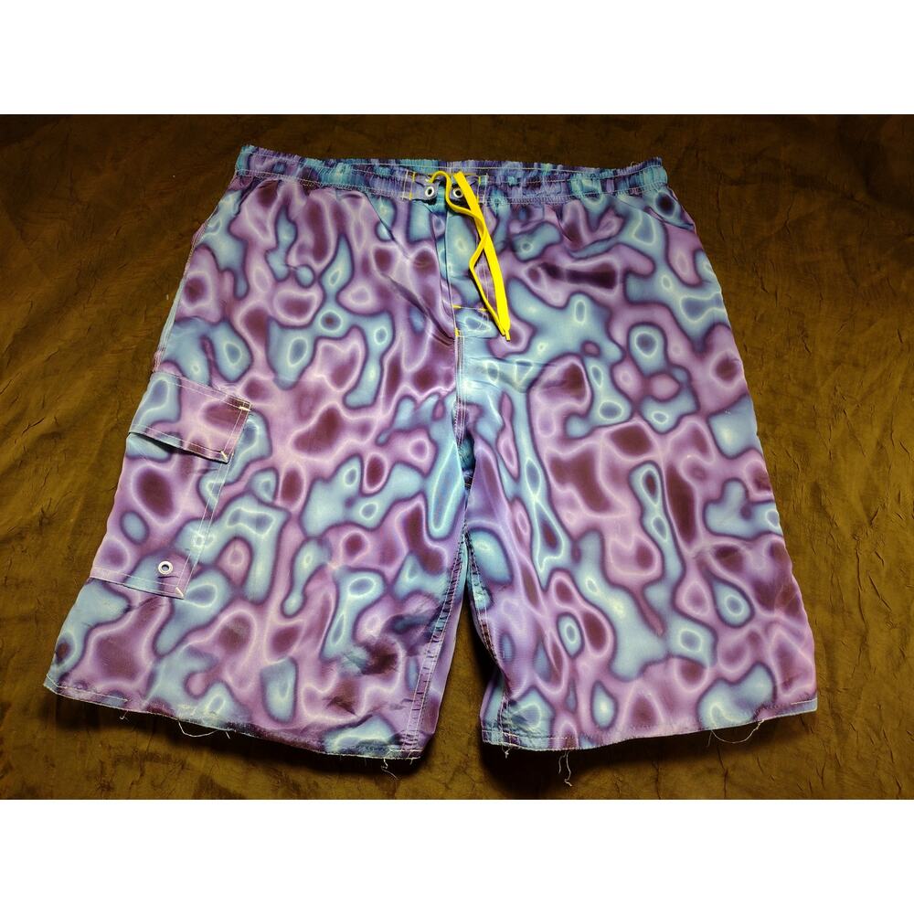 Certified Kid Hawaiian Authentics Purple and Blue Swim Trunks 14/16